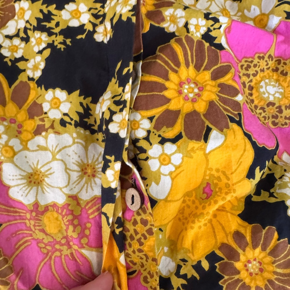 Free People Cotton Floral V-Neck Dress with Puff Sleeves - Picture 8 of 8